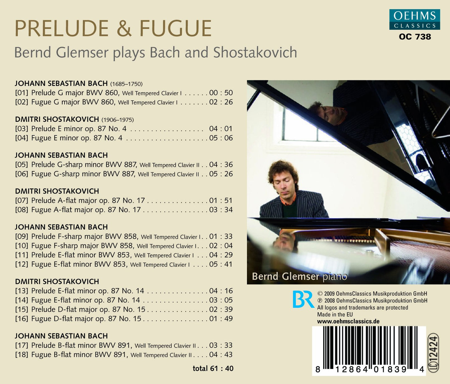 Piano Recital: Glemser, Bernd - BACH, J.S. / SHOSTAKOVICH, D