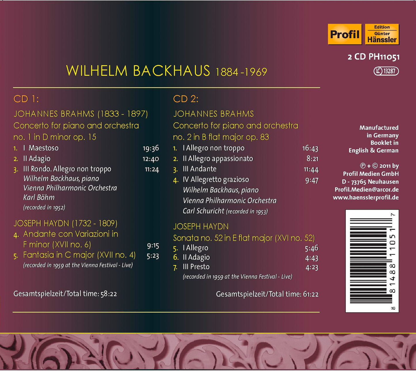 Wilhelm Backhaus Live in Vienna
