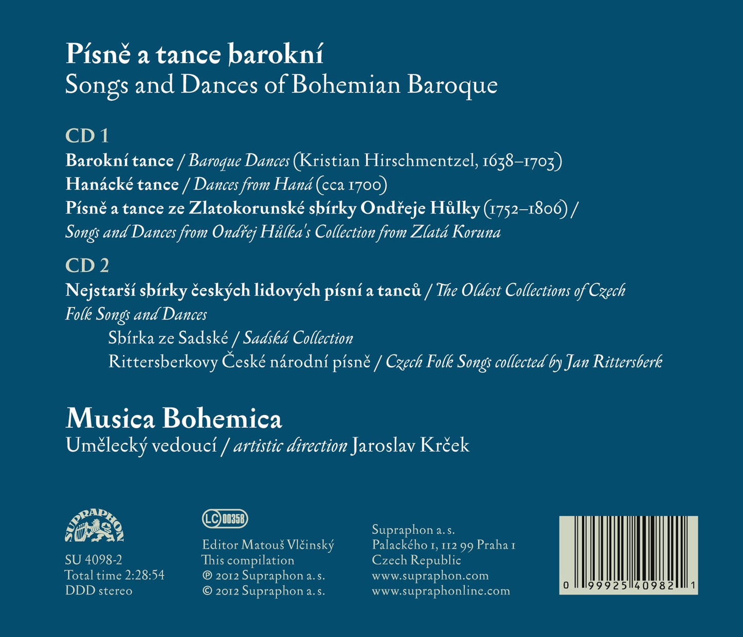Musica Bohemica, Jaroslav Krcek -Songs and Dances of Bohemia