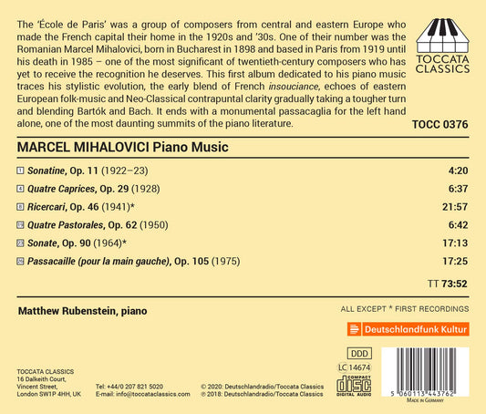 Marcel Mihalovici: Piano Music