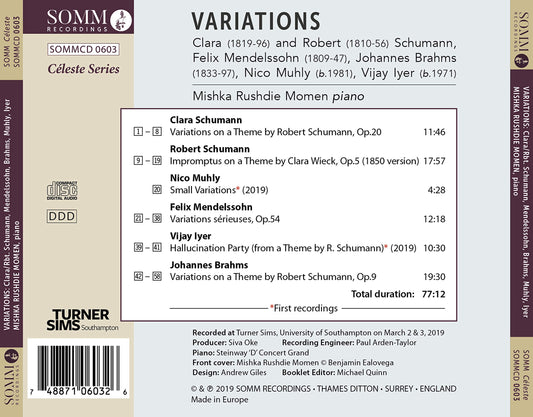 Variations by Clara and Robert Schumann, Felix Mendelssohn,
