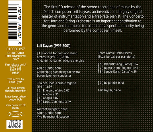 Leif Kayser: Horn Concerto - Piano Music