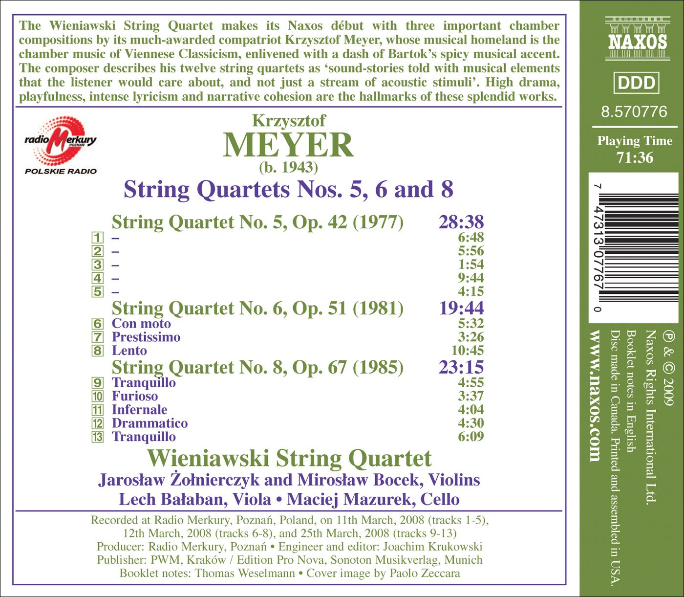 Meyer: String Quartets Nos. 5, 6 and 8