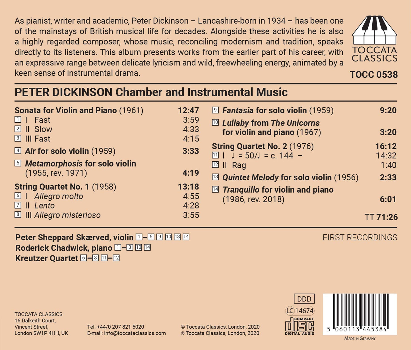 Peter Dickinson: Chamber & Instrumental Music