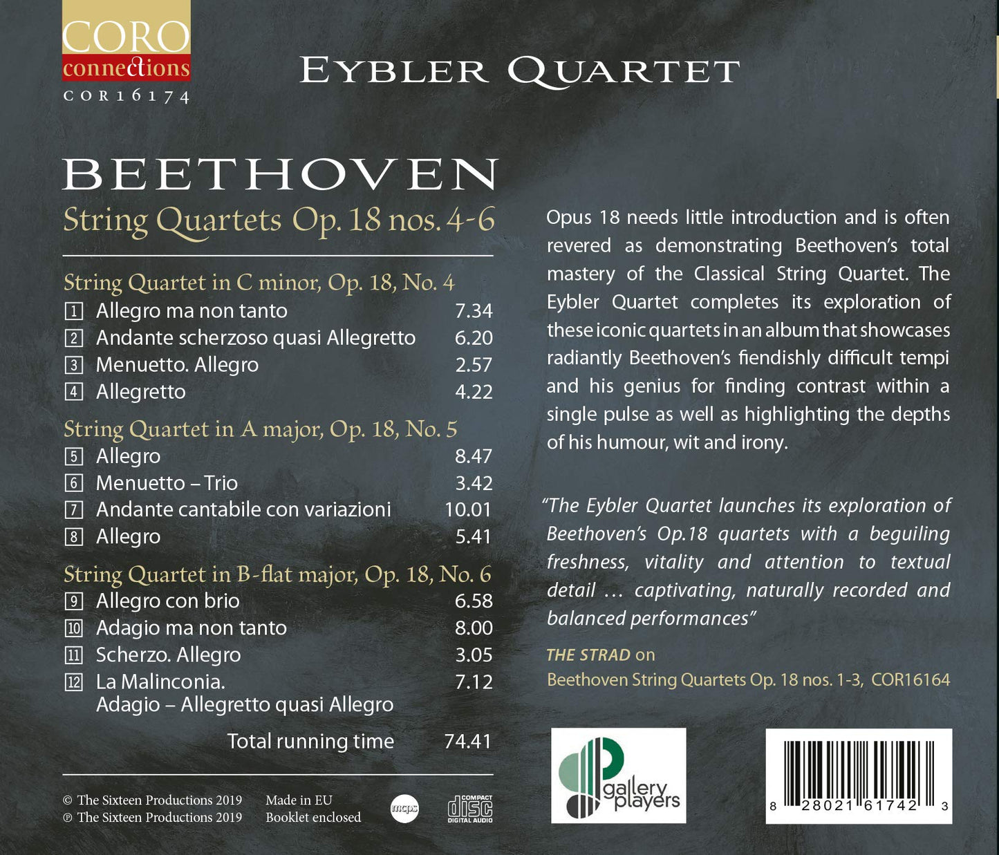 Beethoven: String Quartets, Op. 18 nos. 4-6