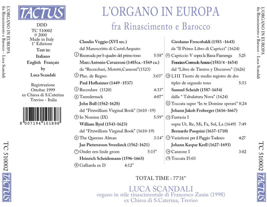 L'Organo in Europa fra Rinascimento e Barocco