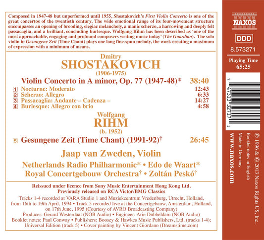 Shostakovich: Violin Concerto No. 1 - Rihm: Gesungene Zeit