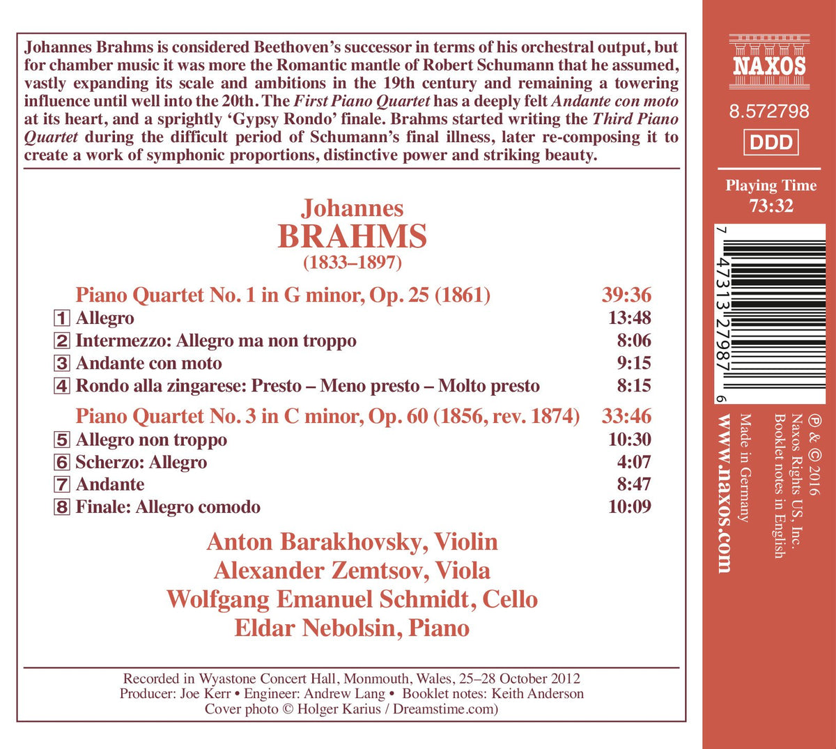 Brahms: Piano Quartets Nos. 1 & 3