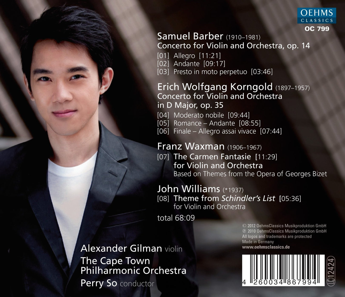 Barber - Korngold: Violin Concertos - Waxman: Carmen Fantasi