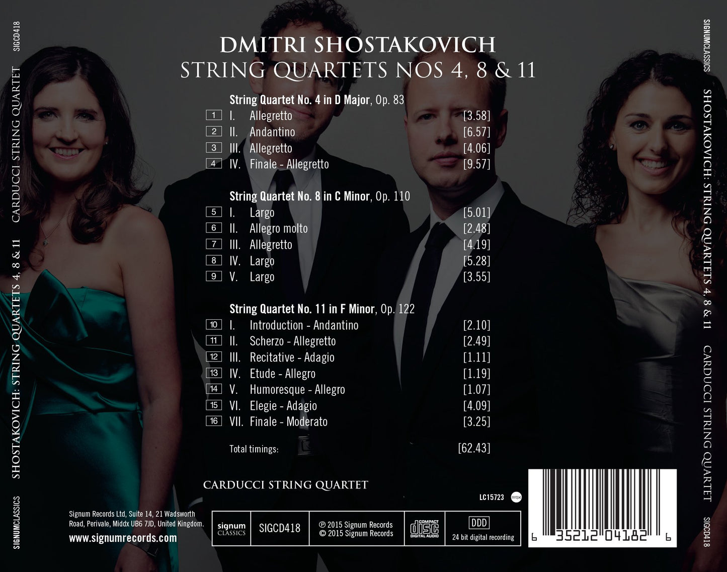 Shostakovich: String Quartets Nos. 4, 8 & 11