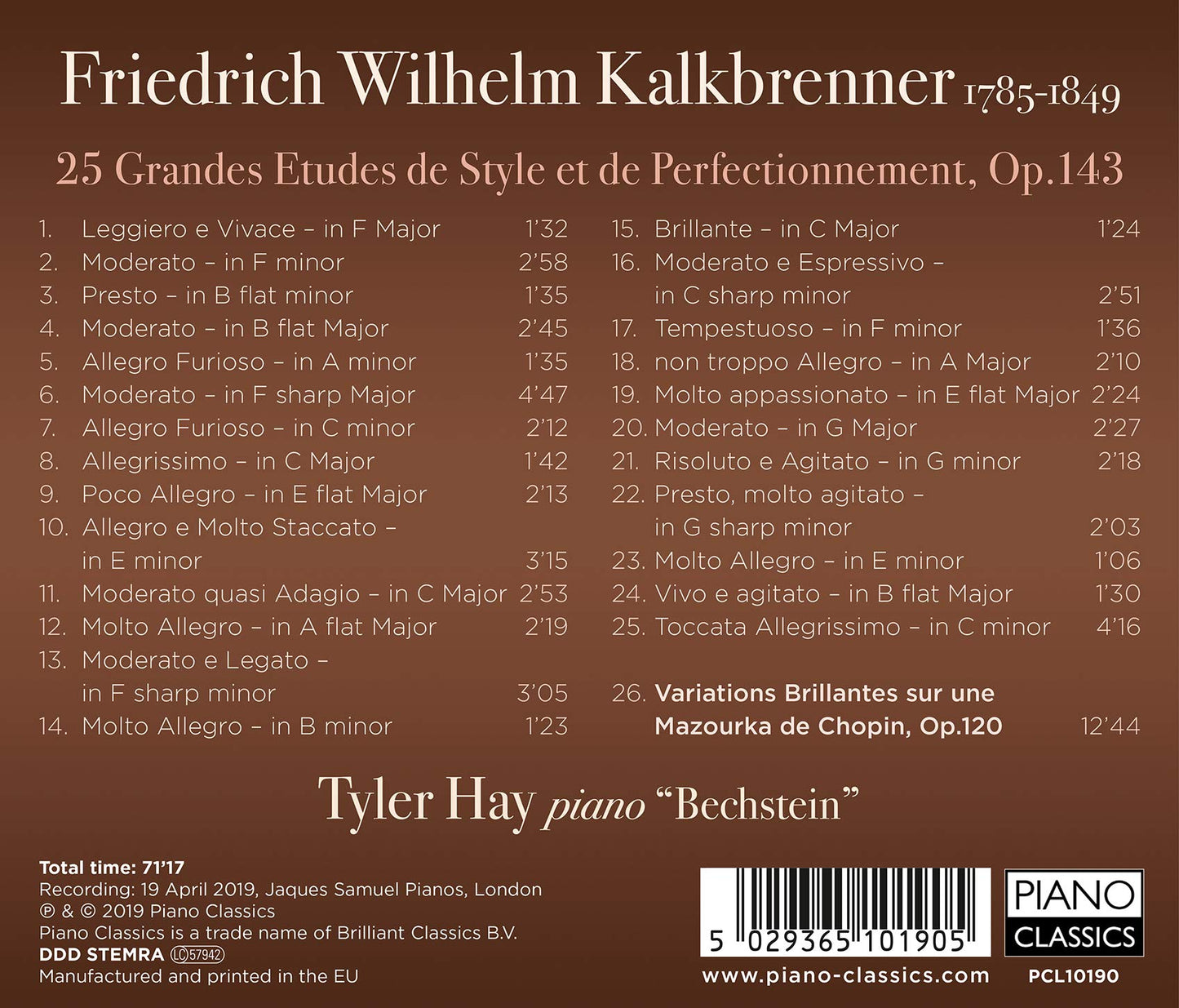 Kalkbrenner: 25 Grandes études de style et de perfectionneme
