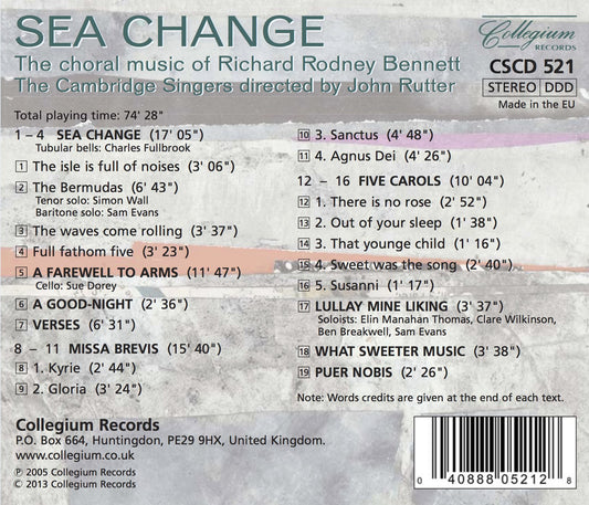 Sea Change: The Choral Music of Richard Rodney Bennett