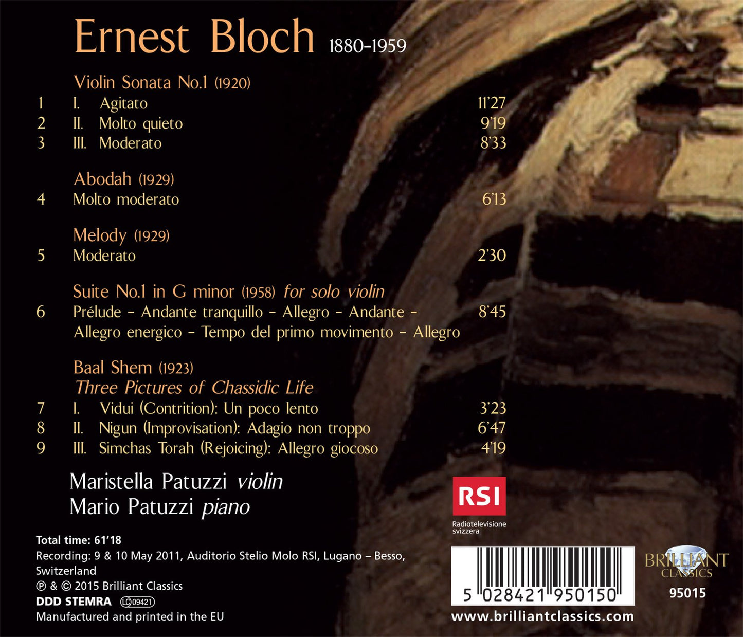 Bloch: Music for Violin and Piano