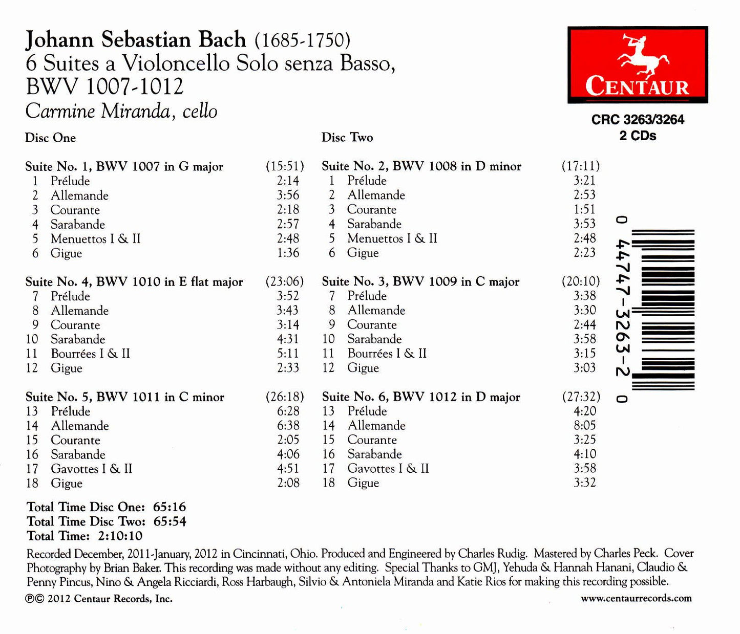 Bach: 6 Cello Suites