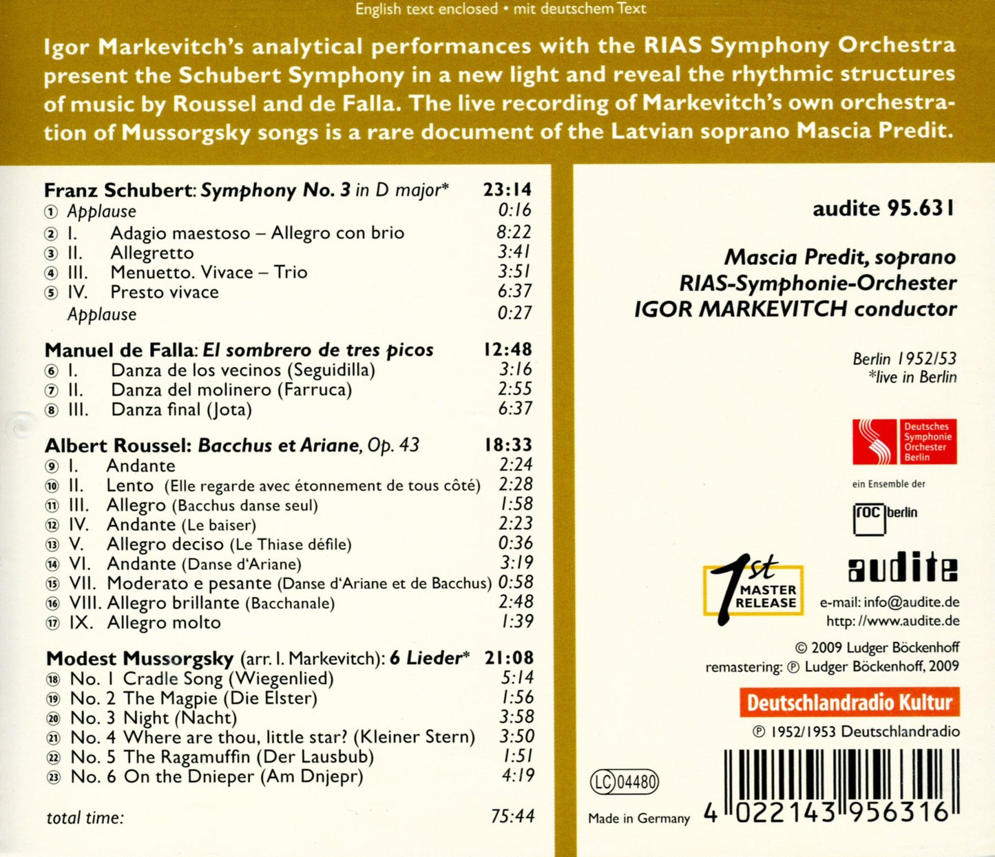 IGOR MARKEVITCH CONDUCTS SCHUB