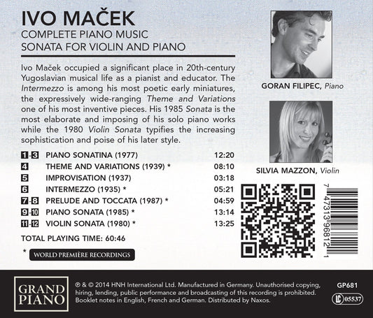 Macek: Complete Piano Works & Sonata for Violin & Piano