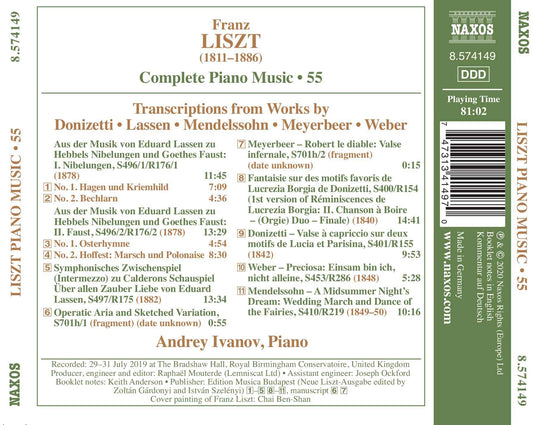 Liszt: Transcriptions - Nibelungen, Lucrezia Borgia, Precios