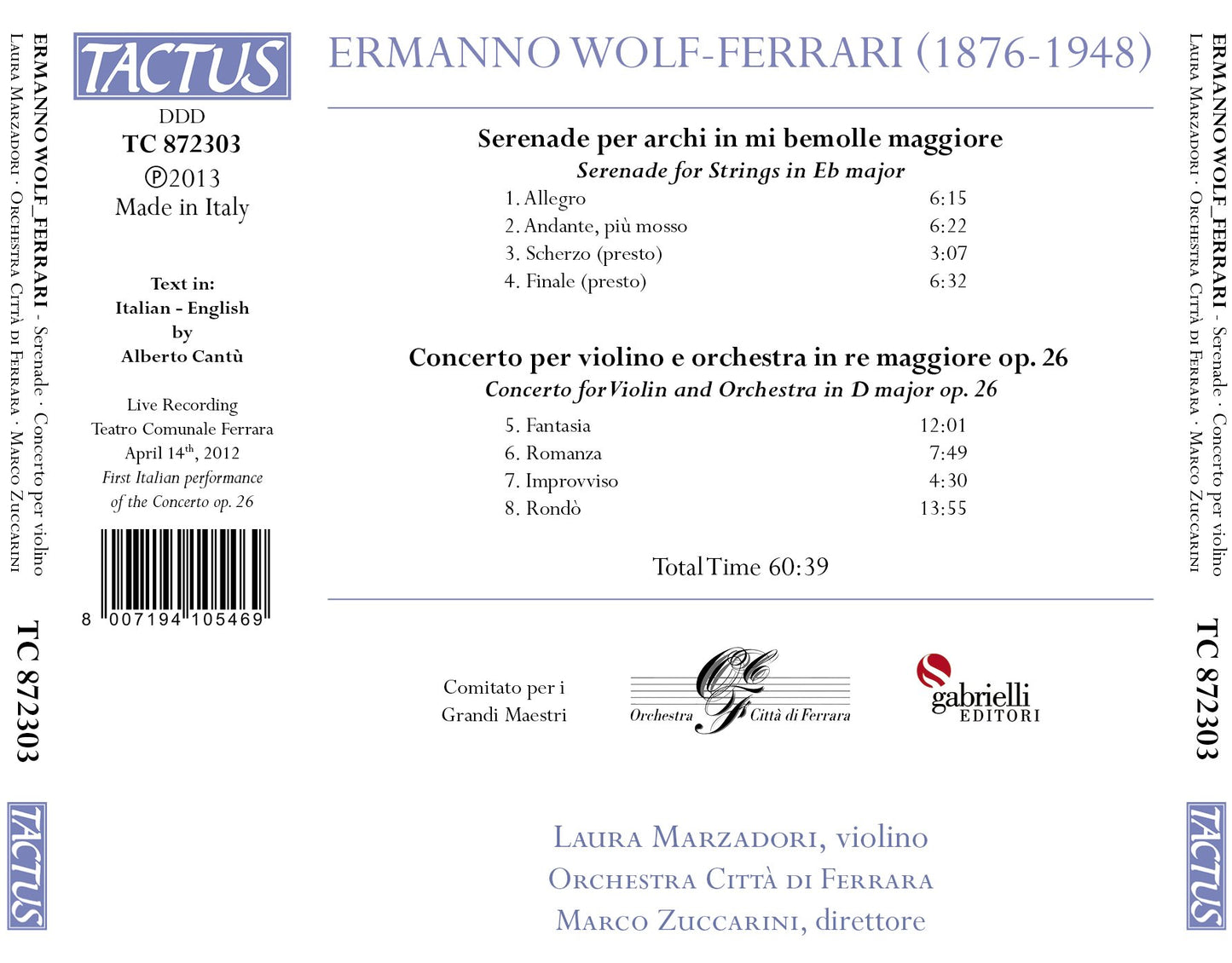 Wolf-Ferrari, E.: Serenade per archi / Concerto per violino,