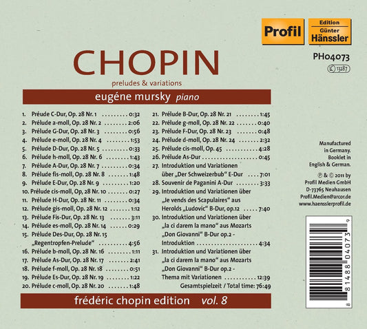 Chopin Edition Vol. 8 - Preludes & Variations