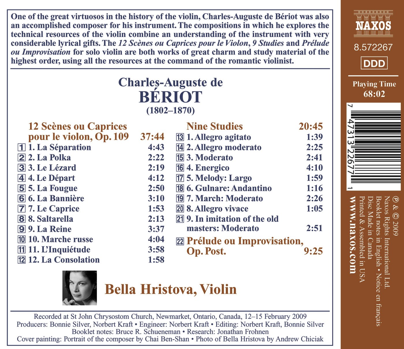 Beriot: Violin Solo Music, Vol. 1: 12 Scenes - 9 Studies - P