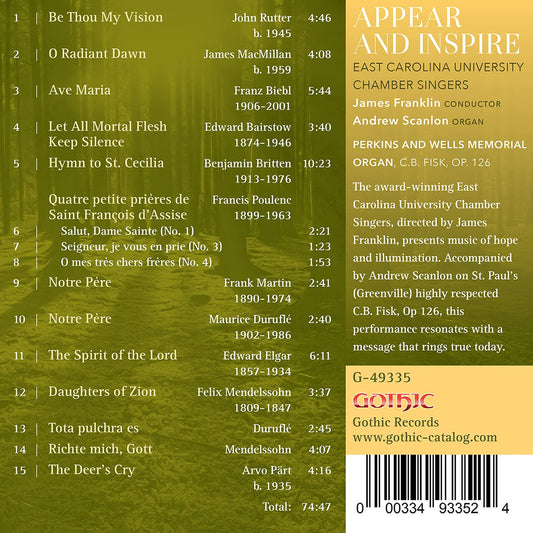 Appear And Inspire Franklin, Scanlon, East Carolina University Chamber Singers