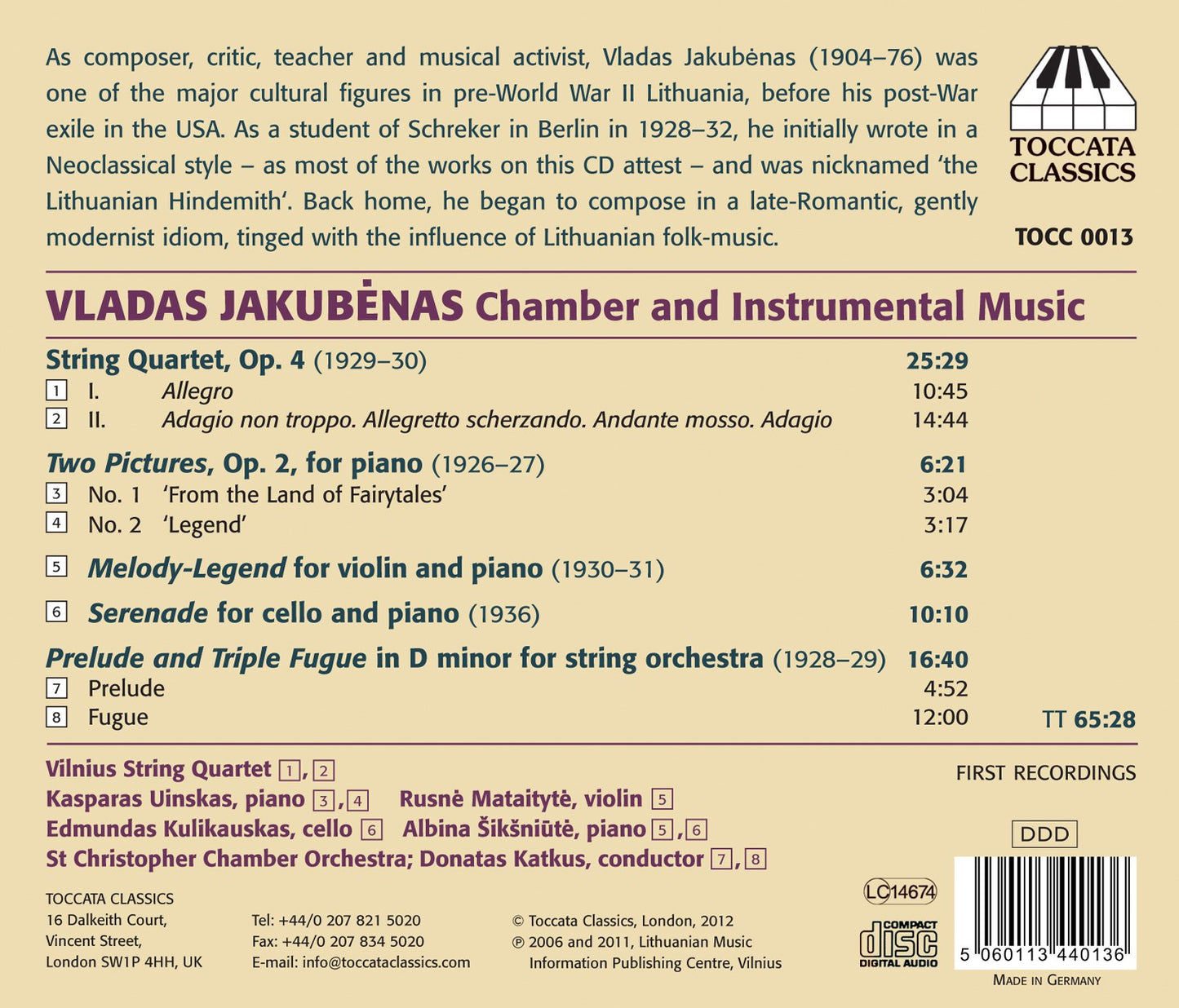 Jakubenas: Chamber & Instrumental Music