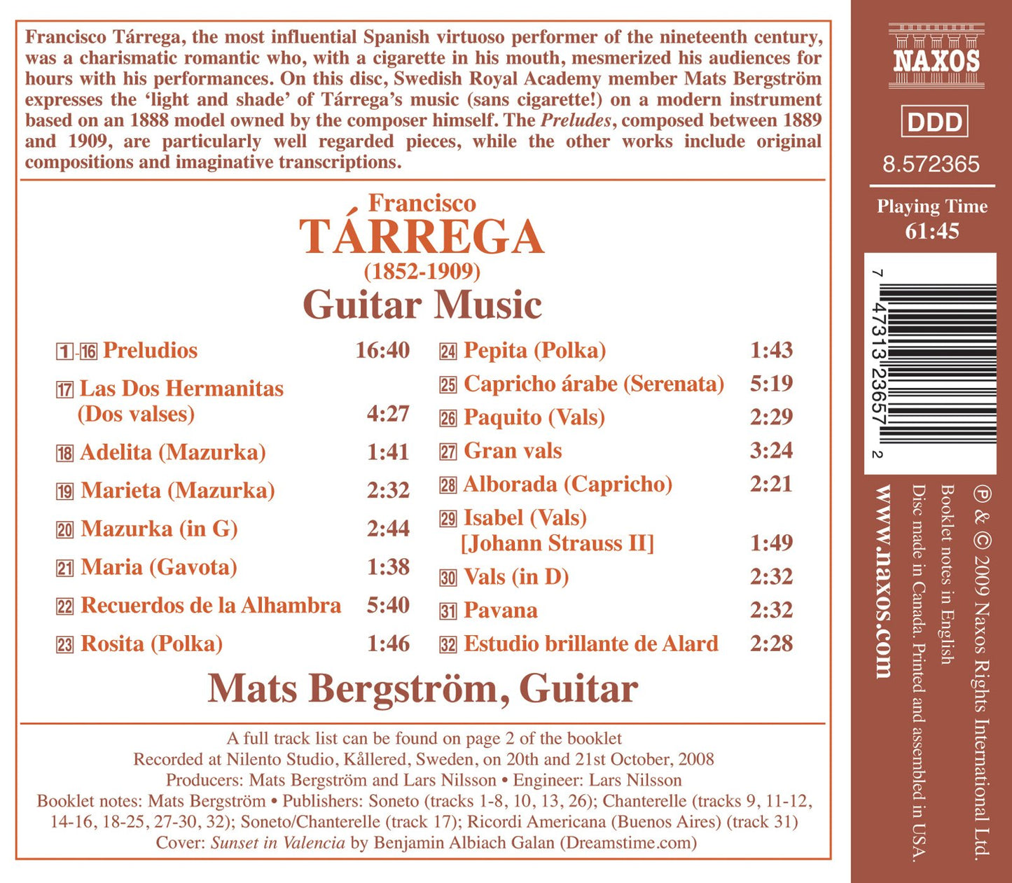 Tárrega, F.: Guitar Music