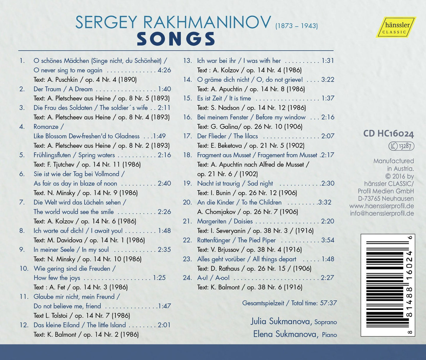 Rachmanino?: Songs