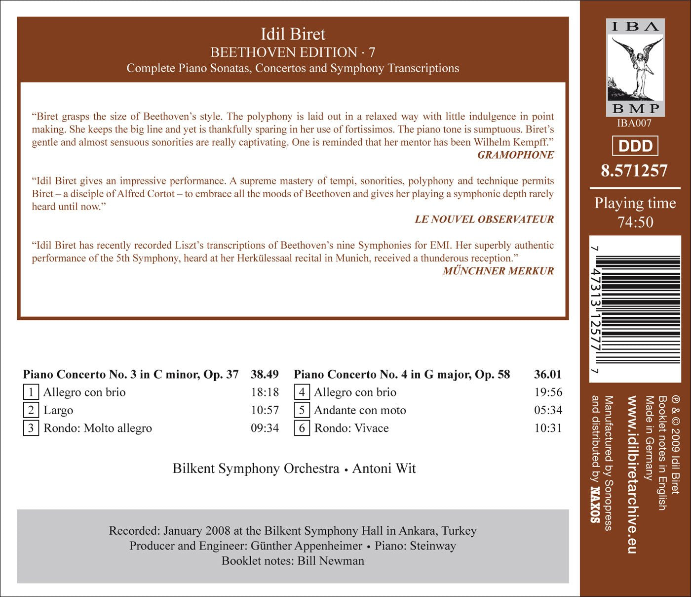 Beethoven, L. Van: Piano Concertos, Vol. 2 (Biret) - Nos. 3,