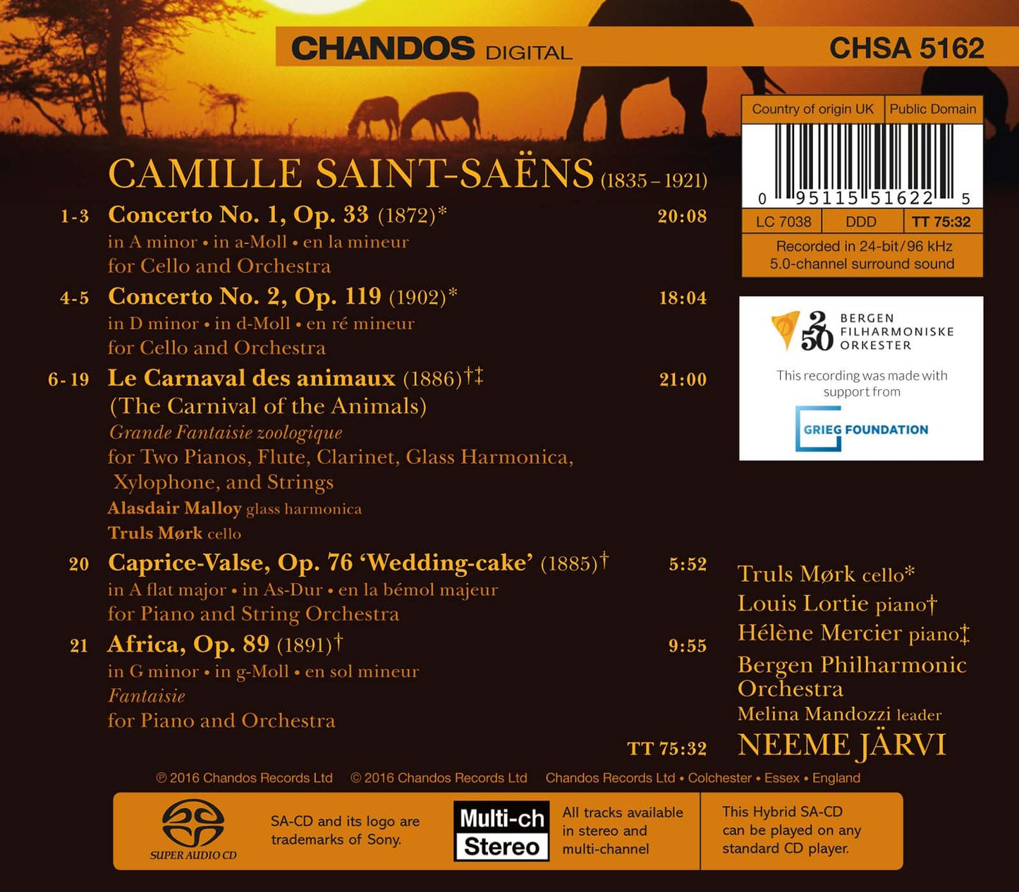 Saint-Saëns: Cello Concertos, Le carnaval des animaux, Afric
