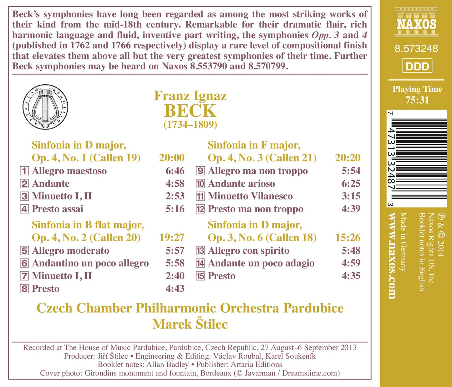 Beck: Symphonies 1, 2, 3 & 6