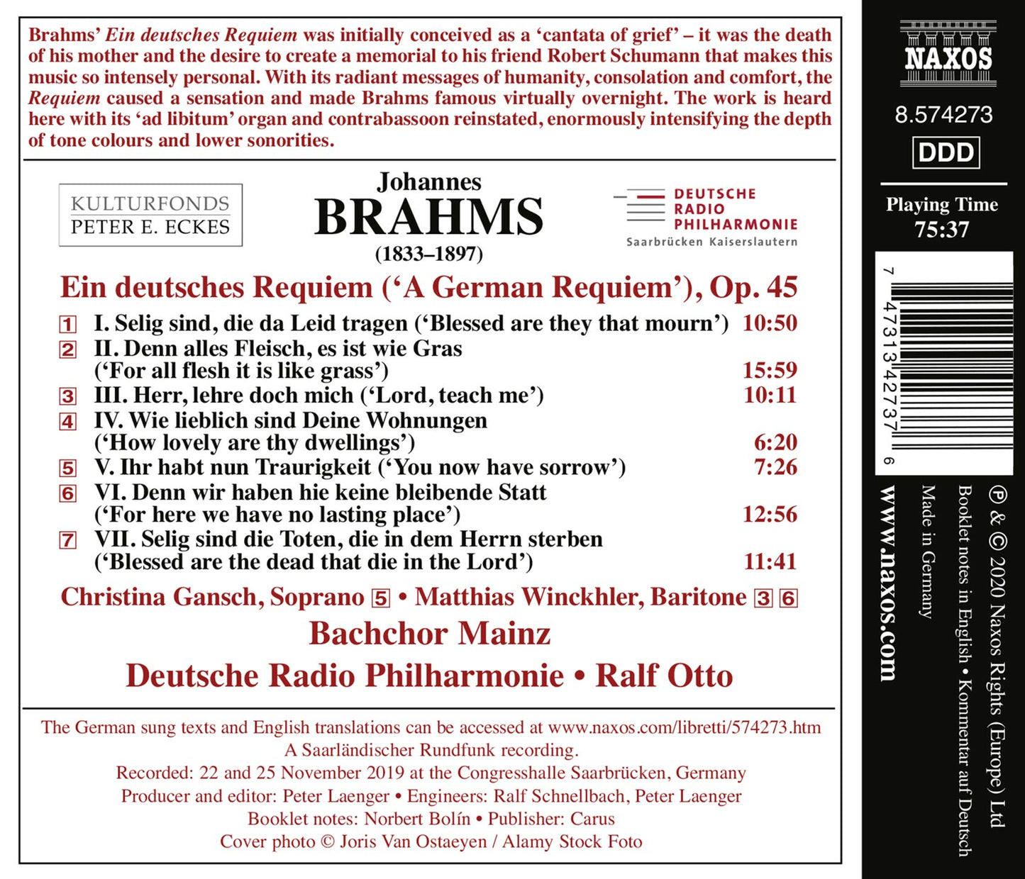 Brahms: Ein deutsches Requiem (A German Requiem), Op. 45