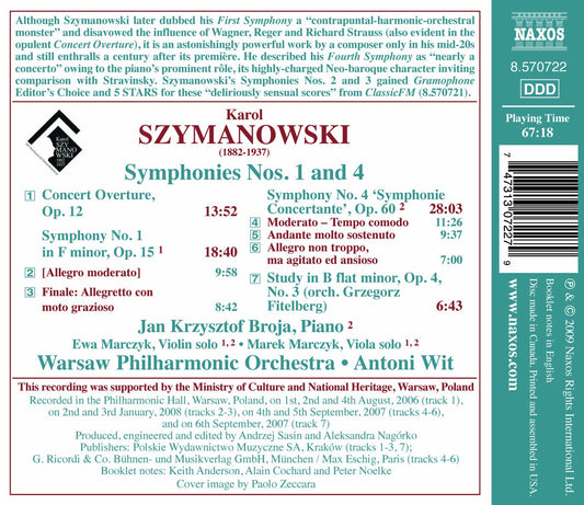 Szymanowski, K.: Symphonies Nos. 1 and 4 / Concert Overture