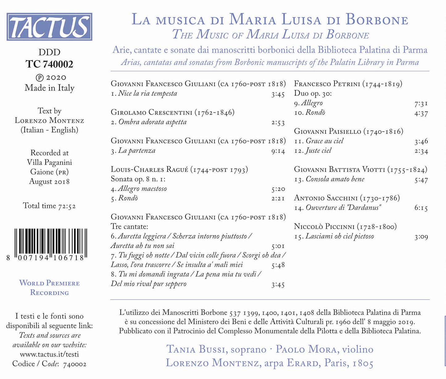 The Music of Maria Luisa di Borbone