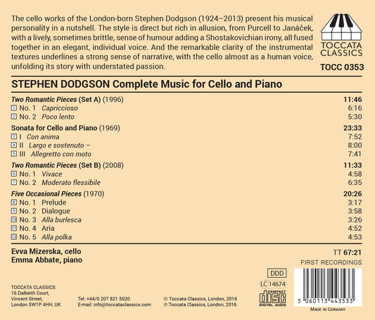 Stephen Dodgson: Complete Music for Cello & Piano