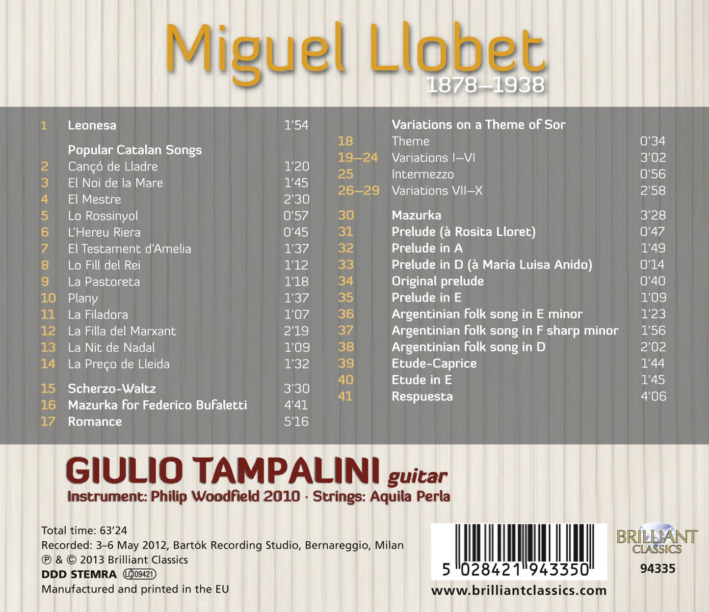 Llobet: Complete Guitar Music