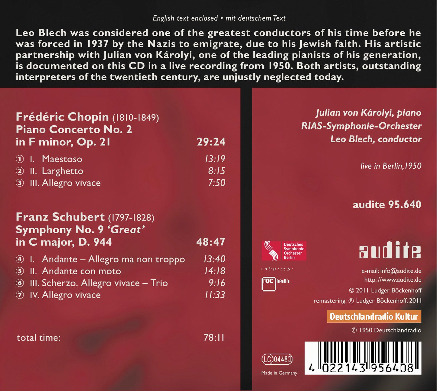 Chopin: Piano Concerto No. 2 - Schubert: Symphony No. 9, 'Gr