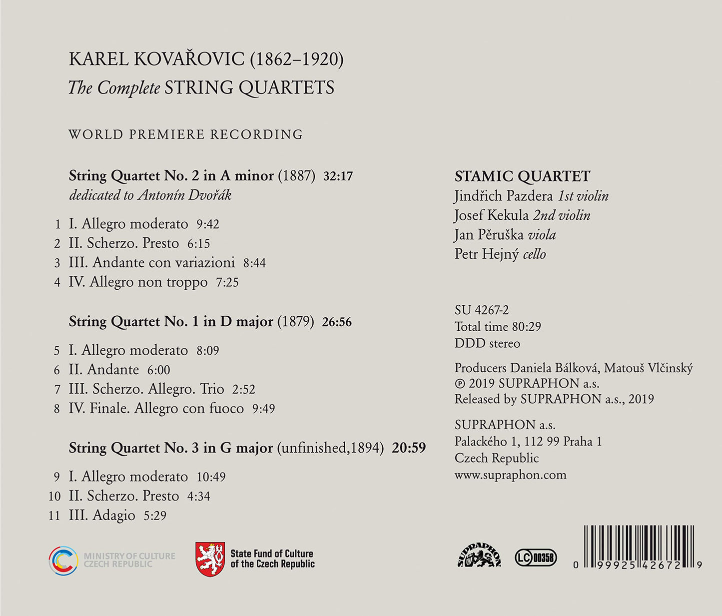 Karel Kovarovic - The Complete String Quartets