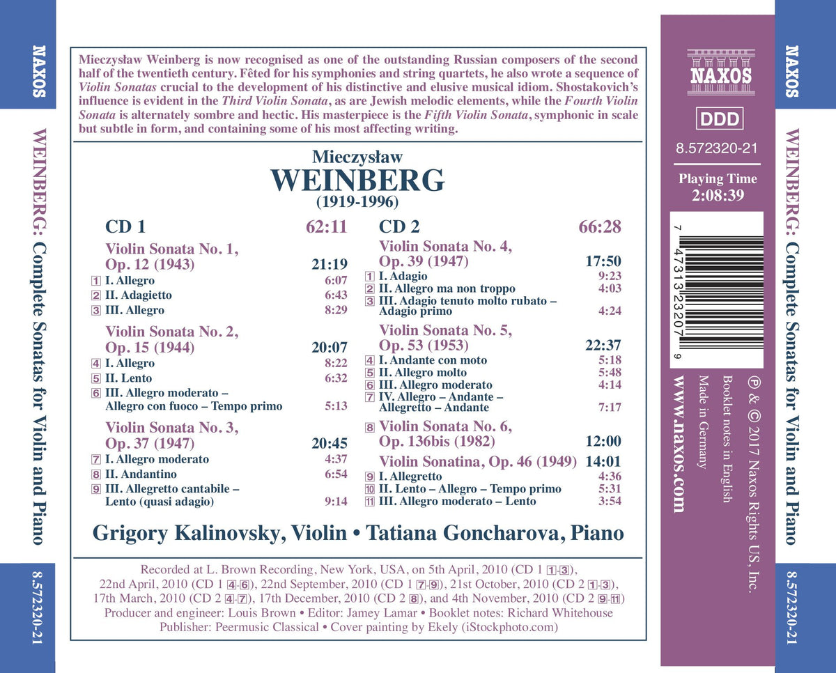Weinberg: Complete Violin Sonatas & Violin Sonatina, Op. 46