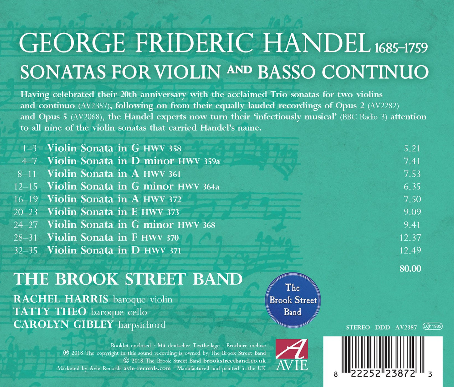 Handel: Sonatas for Violin and Basso Continuo
