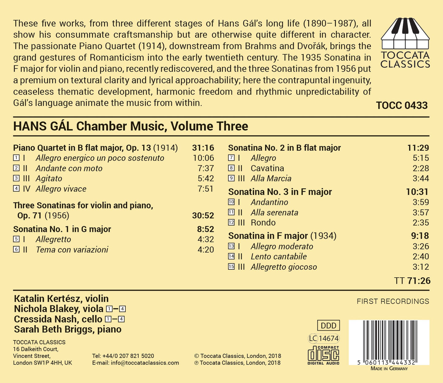 Gál: Chamber Music, Vol. 3