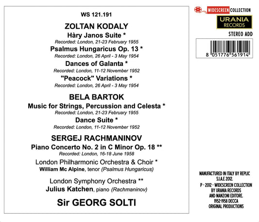 Kodály, Bartók, Rachmaninoff & Solti: Orchestral Works