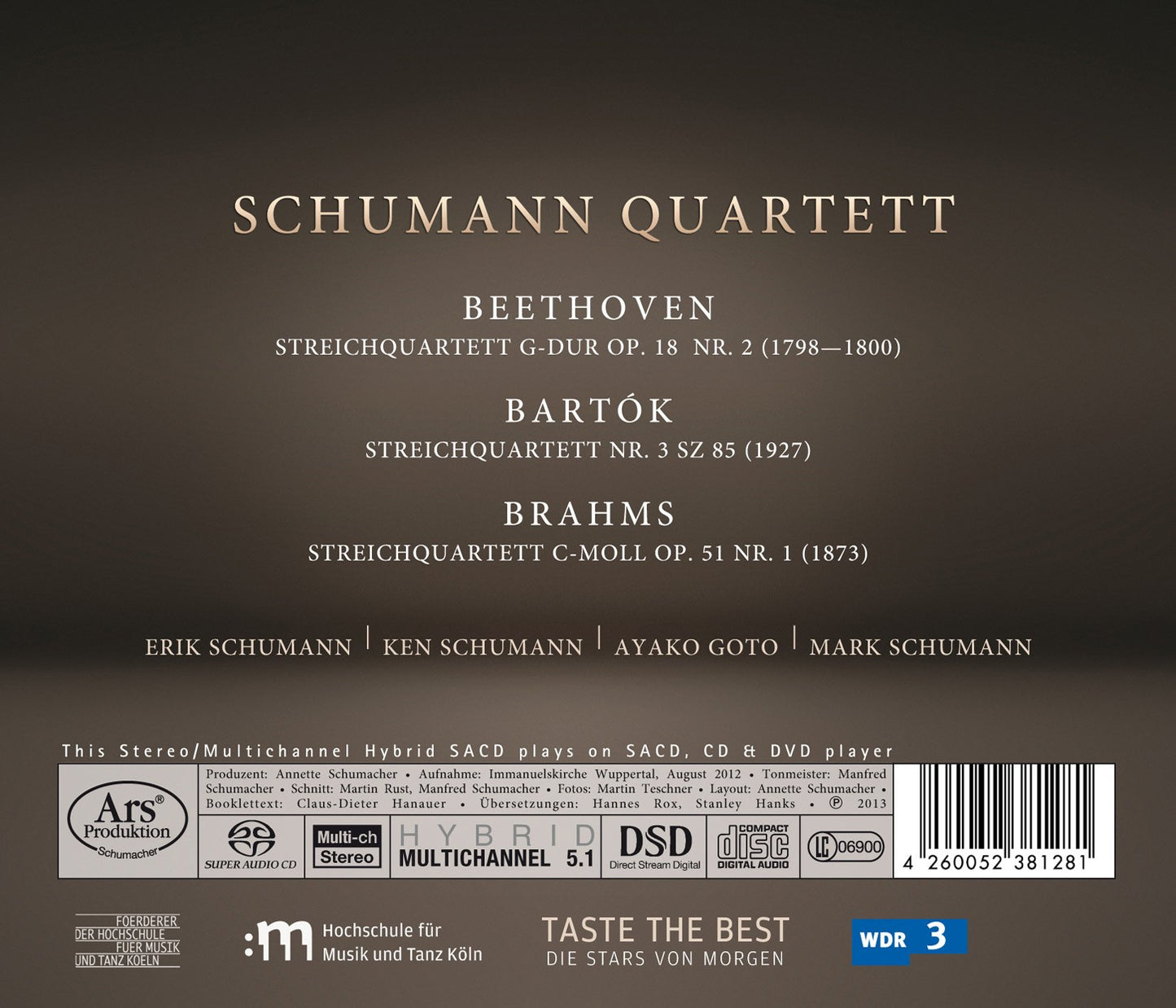 Beethoven, Bartók & Brahms: String Quartets