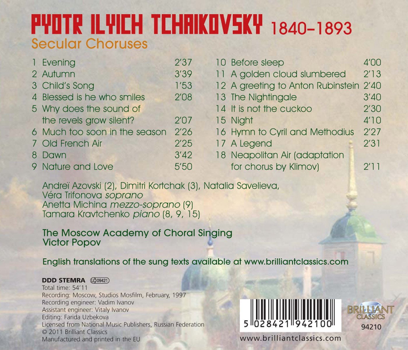 Tchaikovsky: Secular Choruses