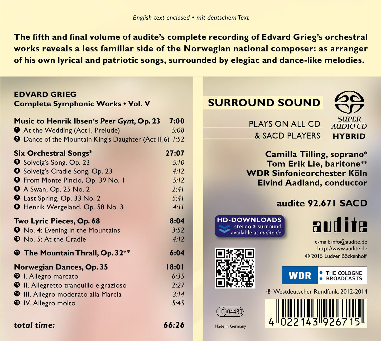 Grieg: Complete Symphonic Works, Vol. 5