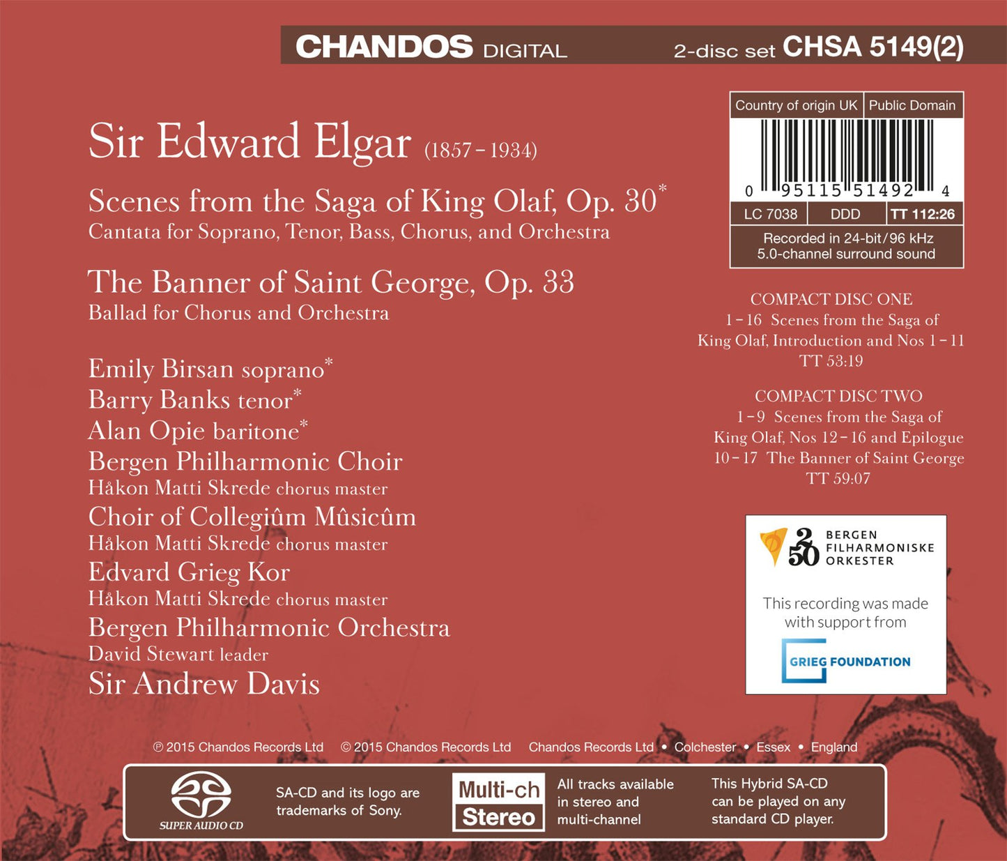 Elgar: Scenes from the Saga of King Olaf & The Banner of St.
