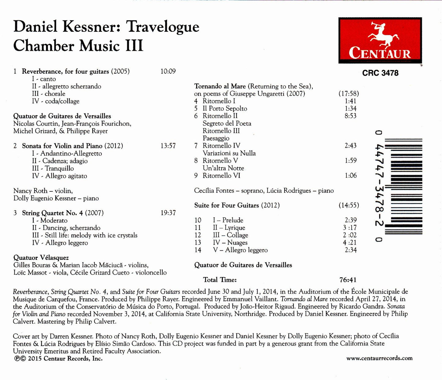 Daniel Kessner: Travelogue - Chamber Music