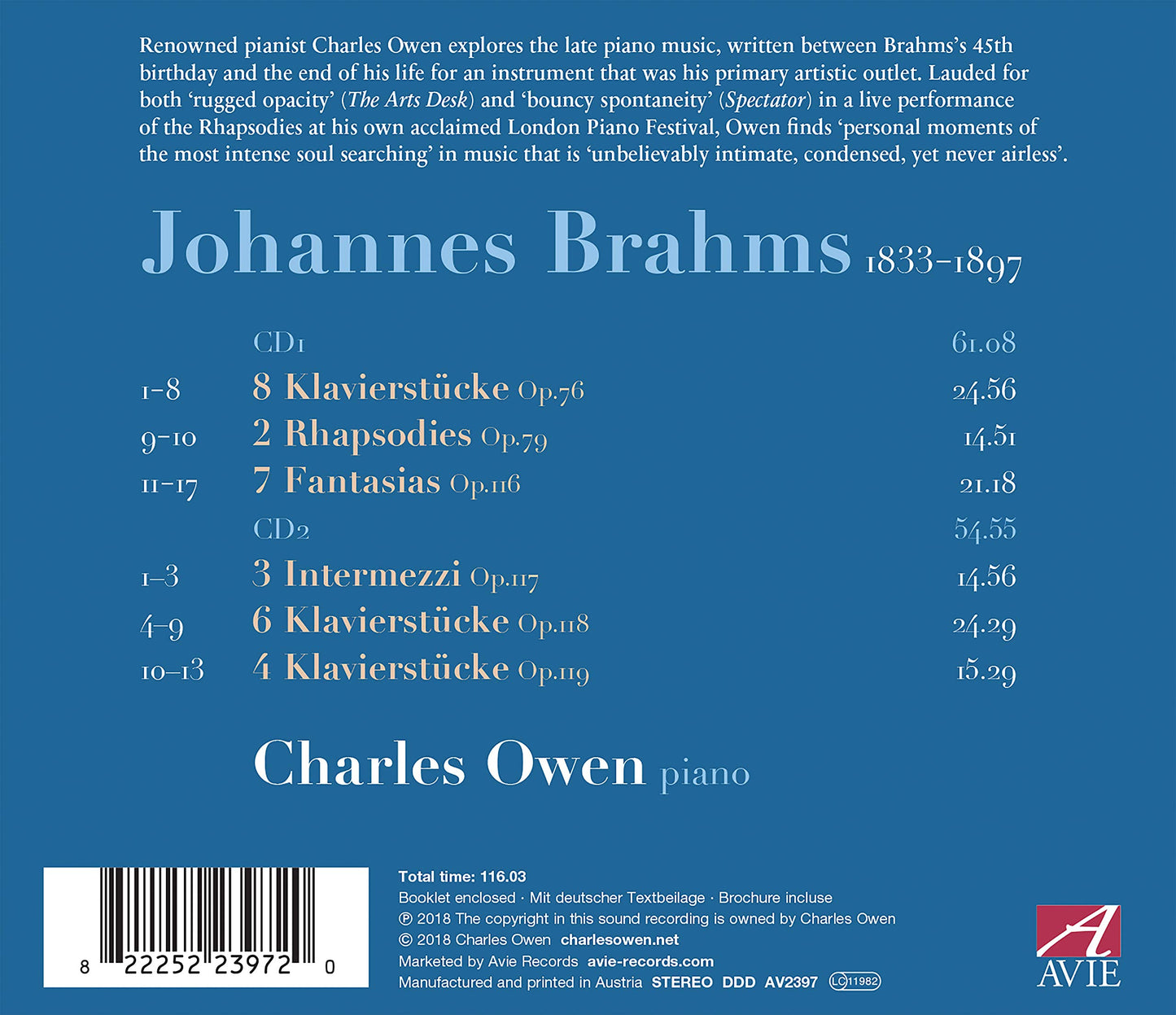 Brahms: Late Piano Music, Opp. 76, 79, 116-119