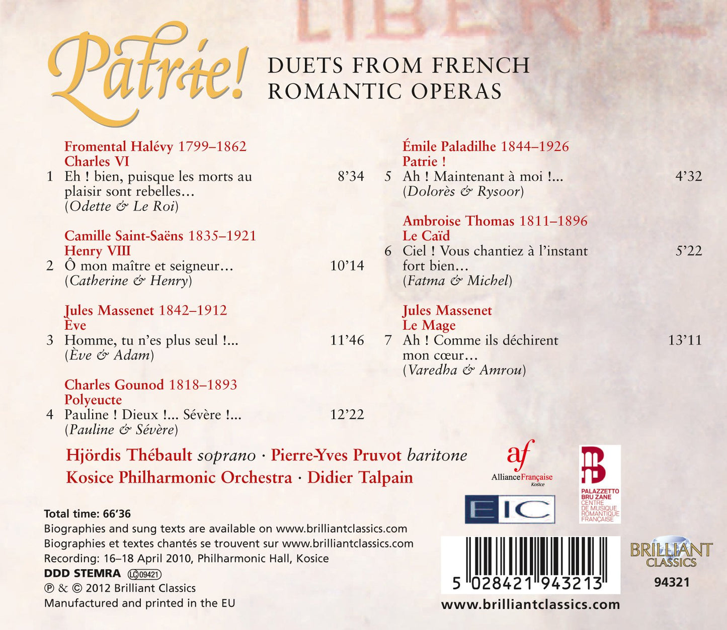 Patrie! Duets from French Romantic Opera