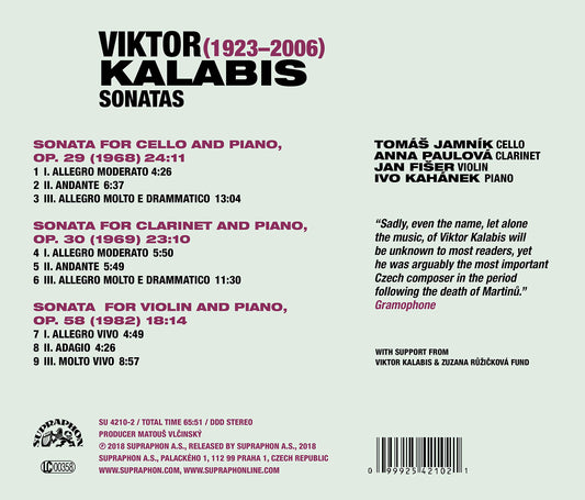 Kalabis: Sonatas for Cello, Clarinet, Violin and Piano